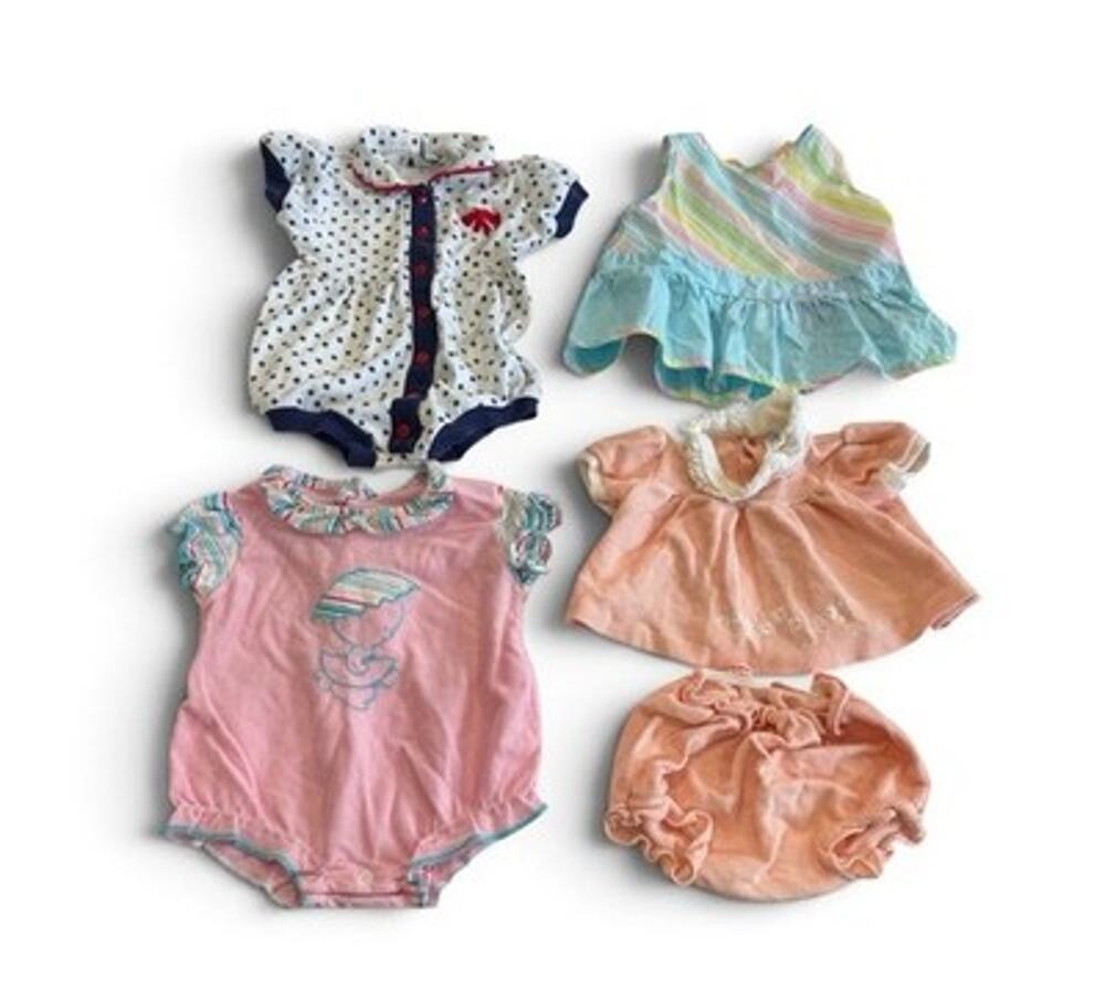 Vintage Baby Girl Clothes Lot 5 Pc 6-12M Carter's Sears Rainbow Polka Dot Romper